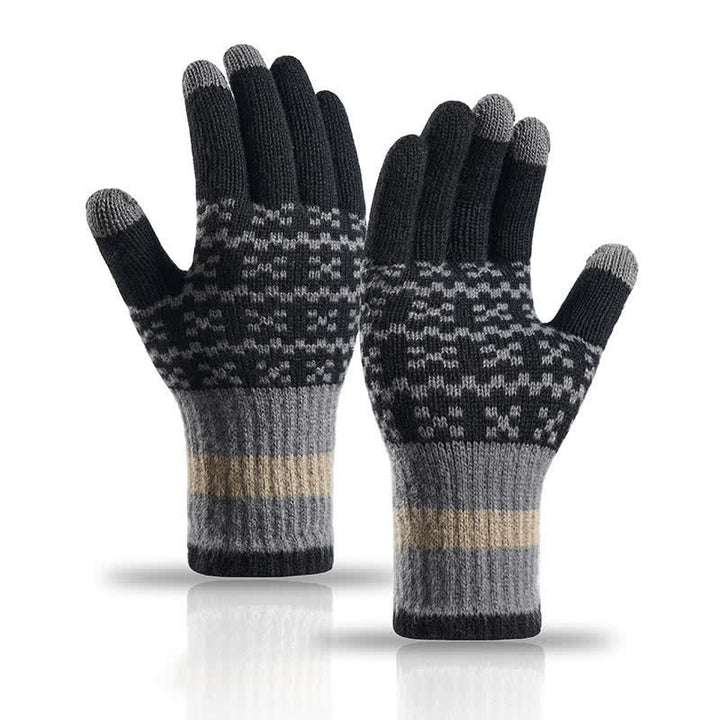 Guantes de punto de estilo étnico con elegante estampado geométrico - Negro - image 8