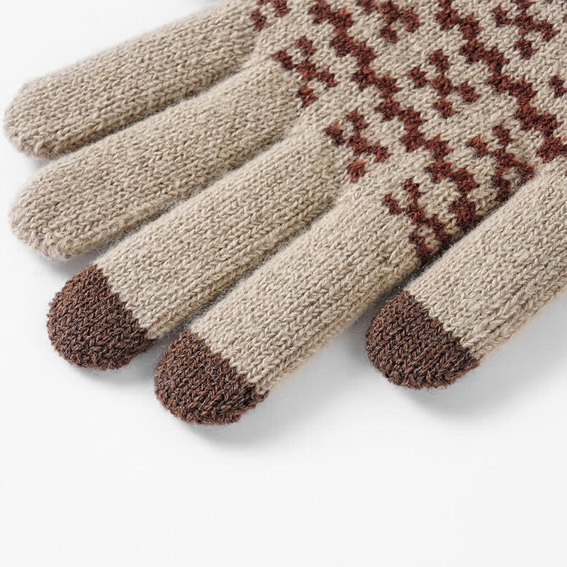 Guantes de punto de estilo étnico con elegante estampado geométrico - image 3