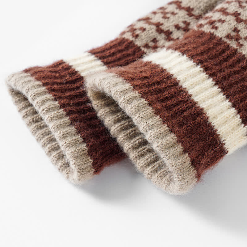 Guantes de punto de estilo étnico con elegante estampado geométrico - image 4