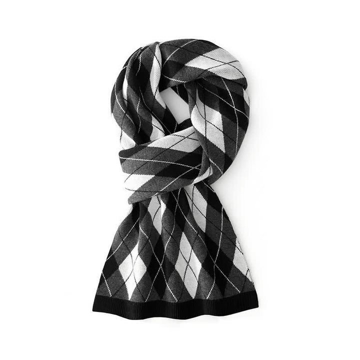 Bufanda de negocios sofisticada para hombre con estampado de rombos - Gris y negro - image 5