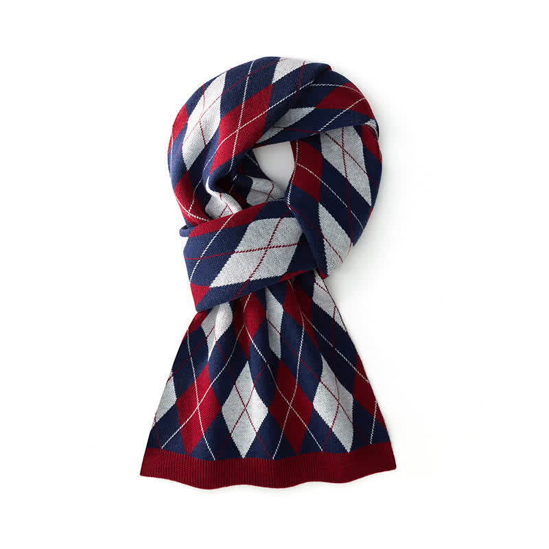 Bufanda de negocios sofisticada para hombre con estampado de rombos - Rojo y azul marino - image 0