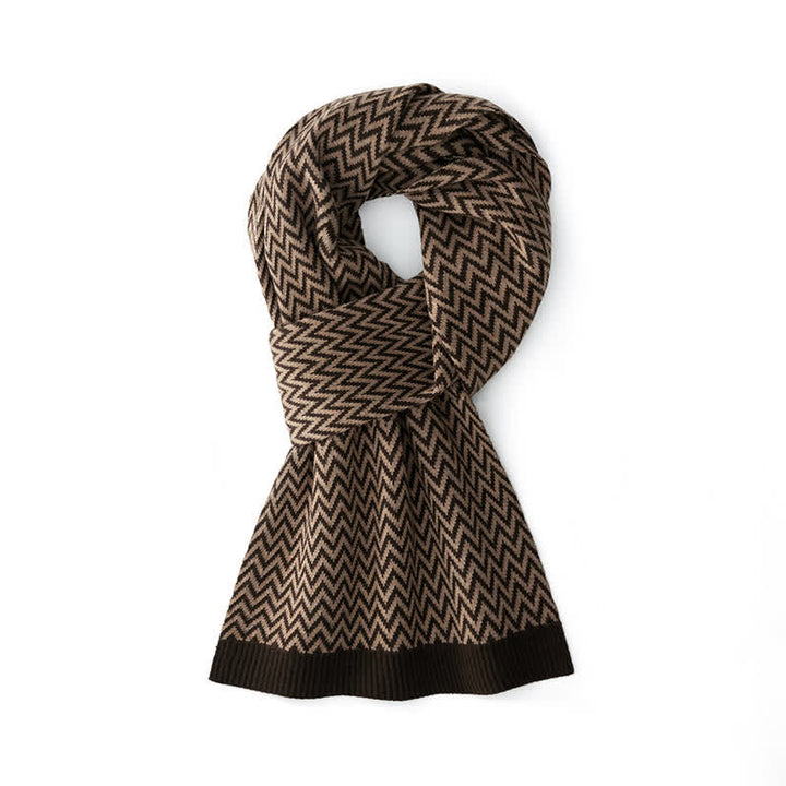 Bufanda elegante de negocios para hombre con estampado de chevrón - Café - image 0