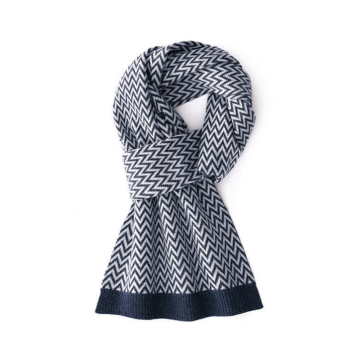 Bufanda elegante de negocios para hombre con estampado de chevrón - Marina de guerra - image 4