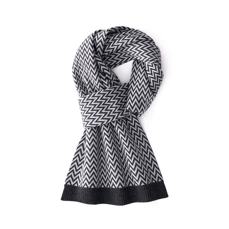 Bufanda elegante de negocios para hombre con estampado de chevrón - Negro - image 2