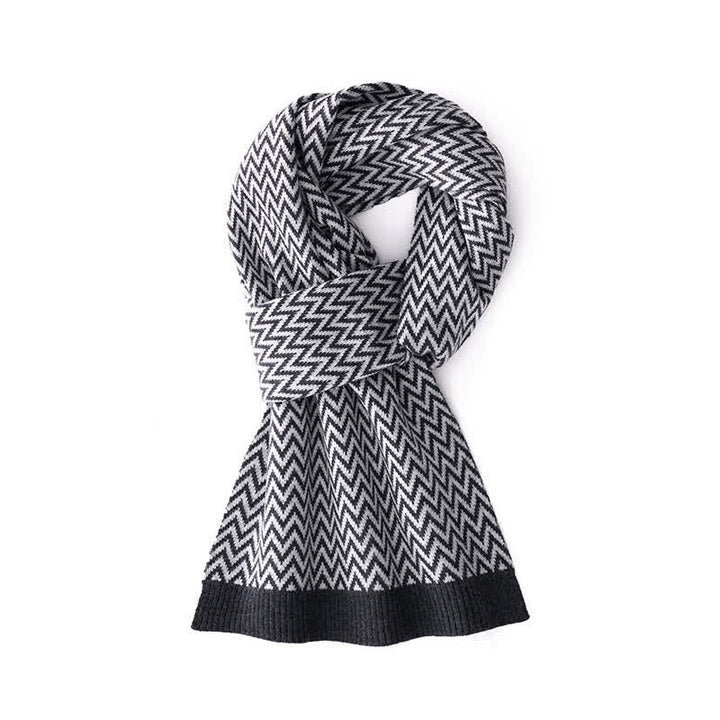 Bufanda elegante de negocios para hombre con estampado de chevrón - Negro - image 2