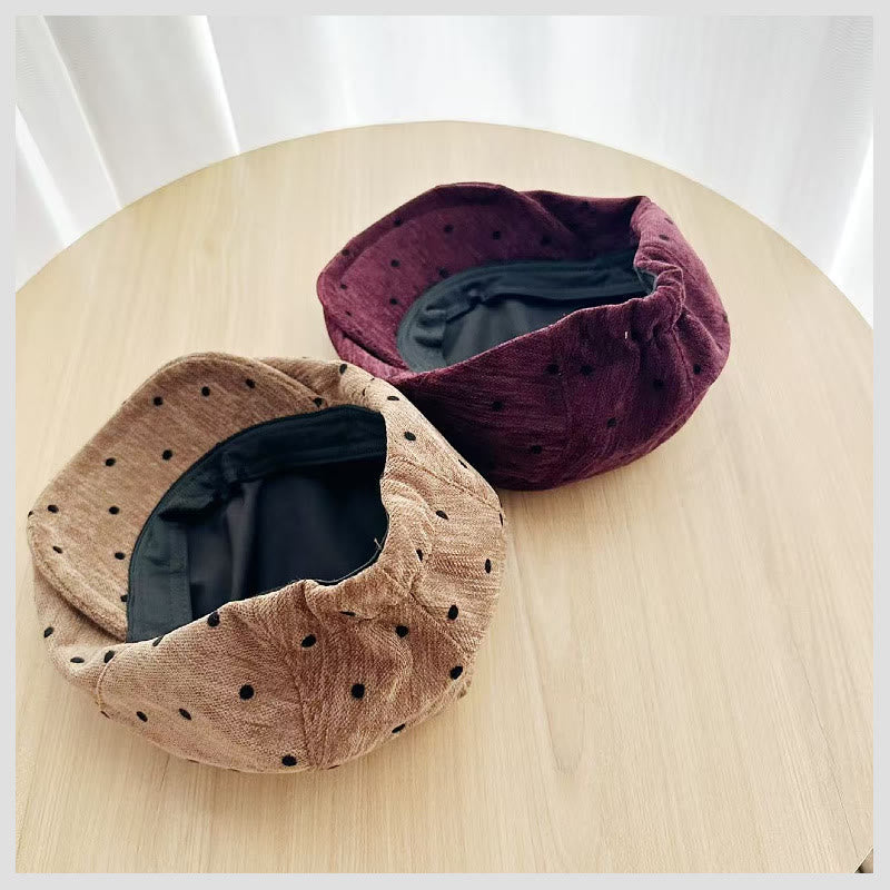 Boina unisex retro de lunares para invierno - image 4