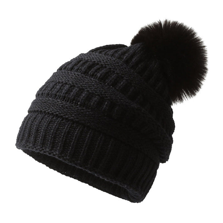 Gorro de invierno de punto para mujer con pompón para el pelo, ideal para mantener el calor. - Negro - M (22"-22 7/8") - image 6