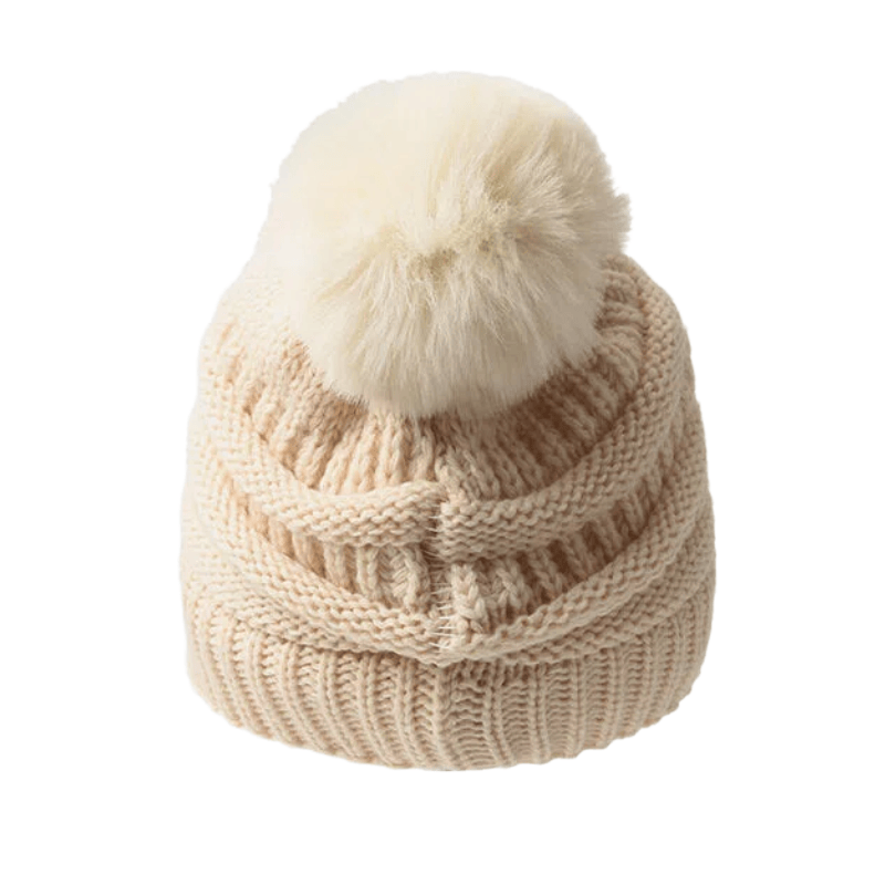 Gorro de invierno de punto para mujer con pompón para el pelo, ideal para mantener el calor. - image 1