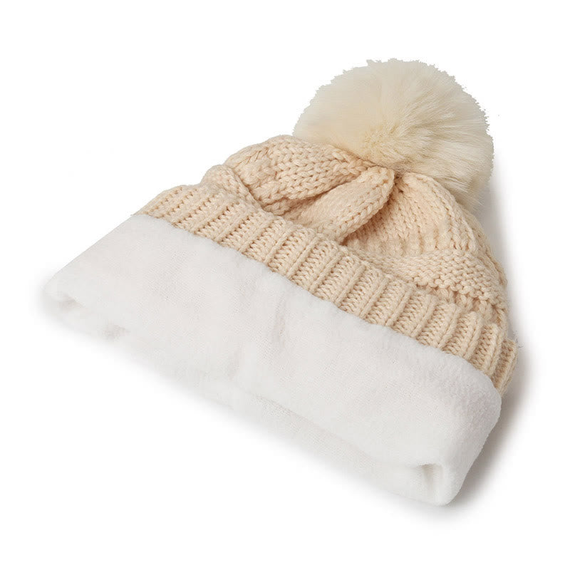 Gorro de invierno de punto para mujer con pompón para el pelo, ideal para mantener el calor. - image 3