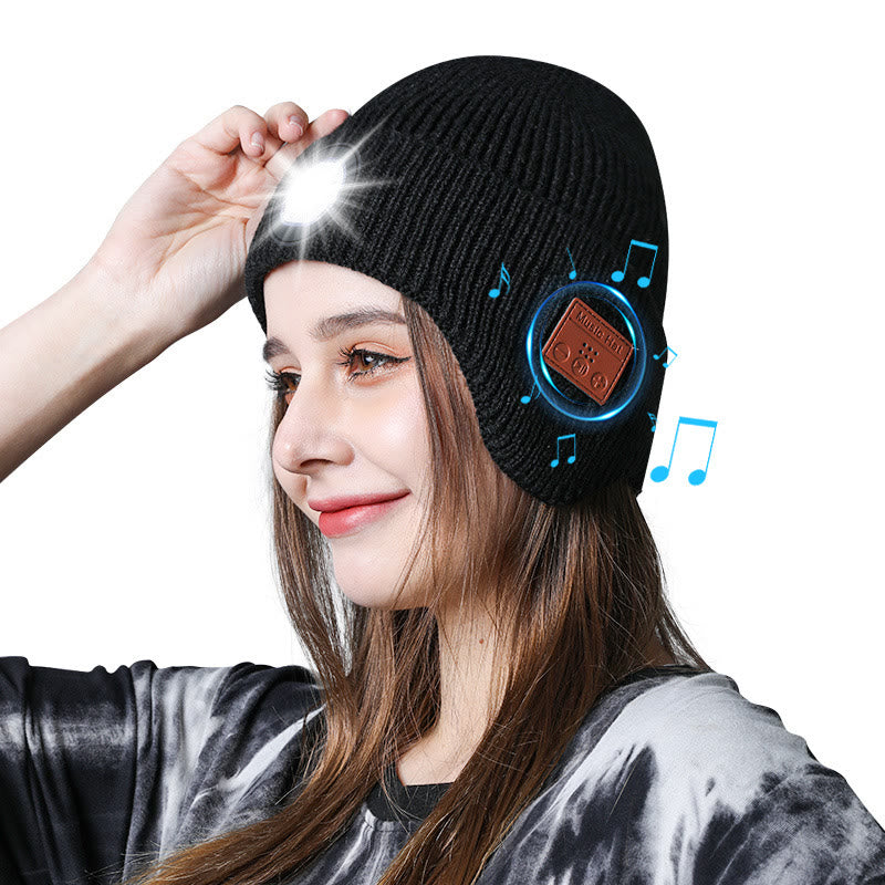 Gorro de punto desmontable con luces y música Bluetooth para invierno - image 1