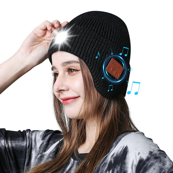 Gorro de punto desmontable con luces y música Bluetooth para invierno - image 1