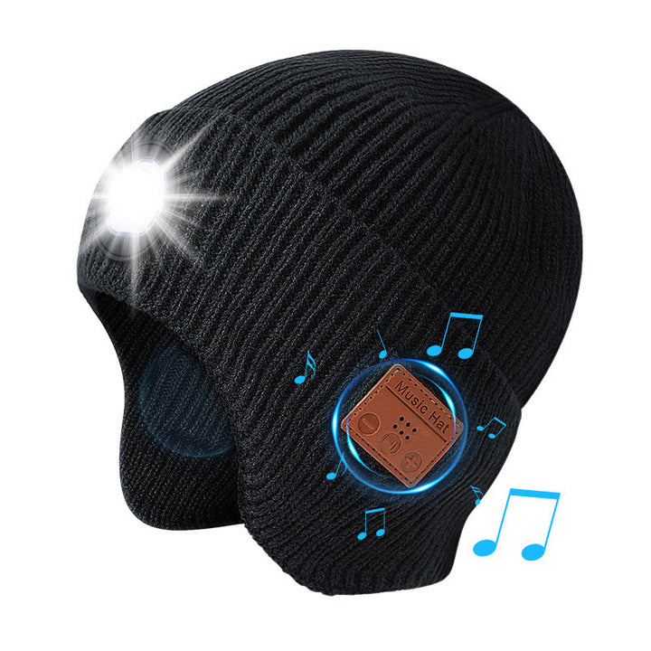 Gorro de punto desmontable con luces y música Bluetooth para invierno - Negro - Bluetooth + Luz - M (22"-22 7/8") - image 0
