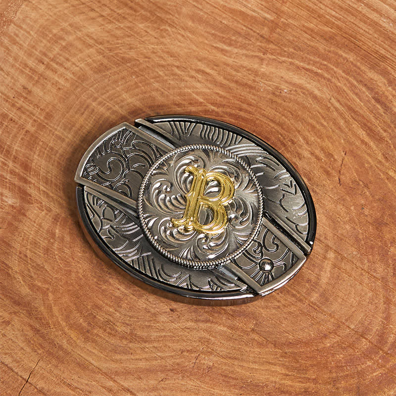 Cinturón de cuero con hebilla de cuchillo oculta con inicial bicolor (DIY). - image 3