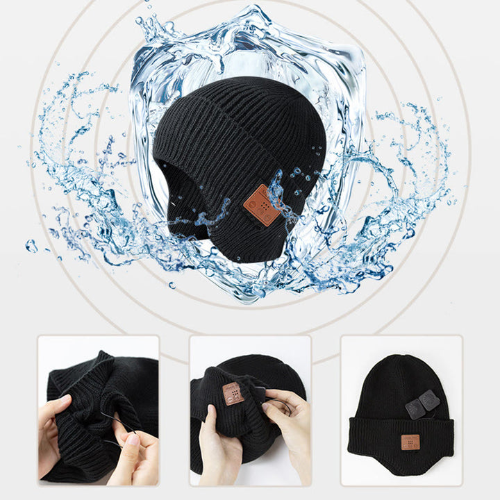 Gorro de punto desmontable con luces y música Bluetooth para invierno - image 3