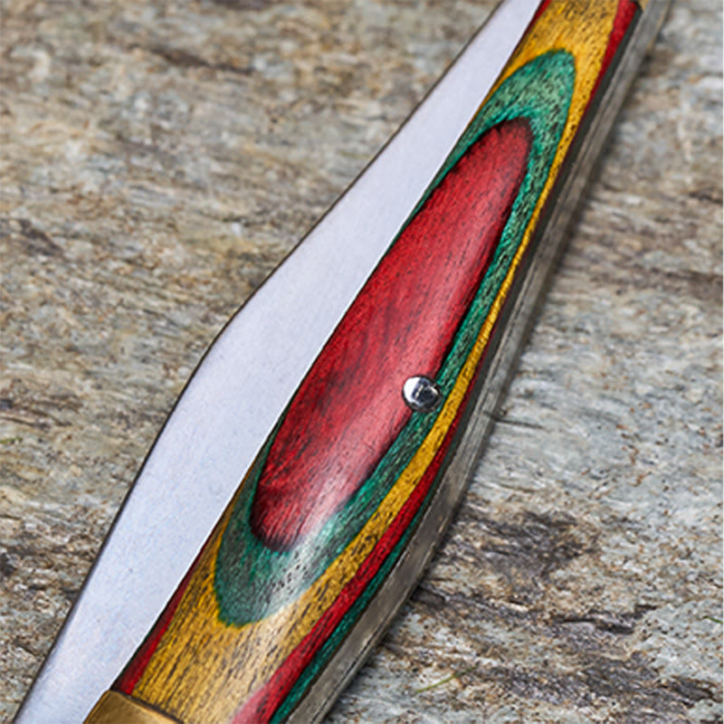 Navaja plegable de latón de colores con forma de mano de Buda y collar de piedra roja - image 7