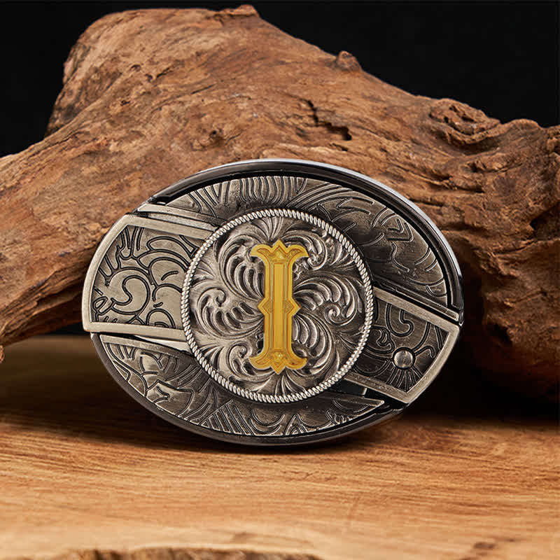 Cinturón de cuero con hebilla de cuchillo oculta con inicial bicolor (DIY). - I - Sin correa - image 15