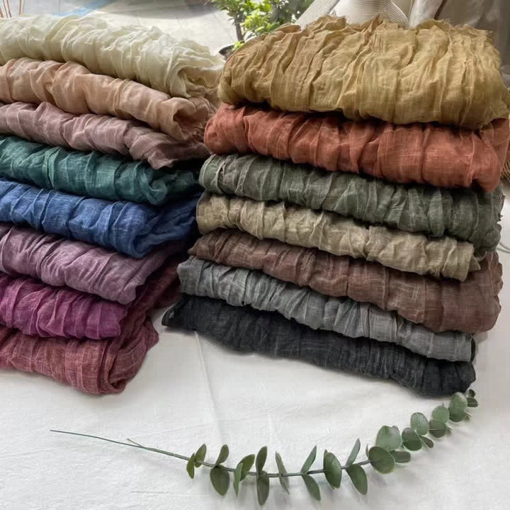 Pañuelo de algodón y lino con textura arrugada y elegante para las cuatro estaciones - image 0