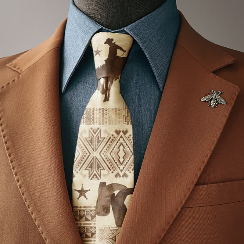 Corbata de estilo vaquero para hombre con estampado de caballo - Corbata - image 0
