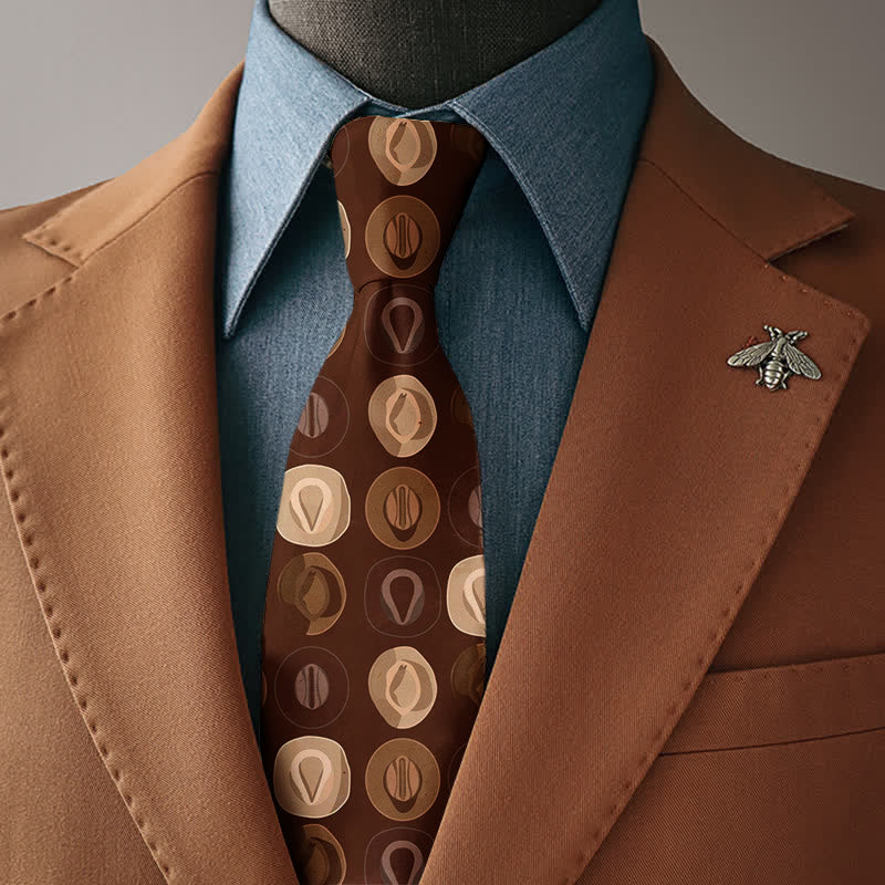 Corbata estampada con sombrero de vaquero marrón para hombre - Corbata - image 0