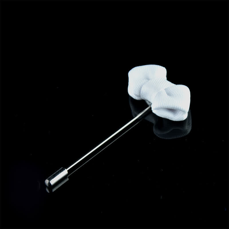Pin de solapa de tela con forma de pajarita puntiaguda para hombre, ideal para bodas. - Blanco - image 14