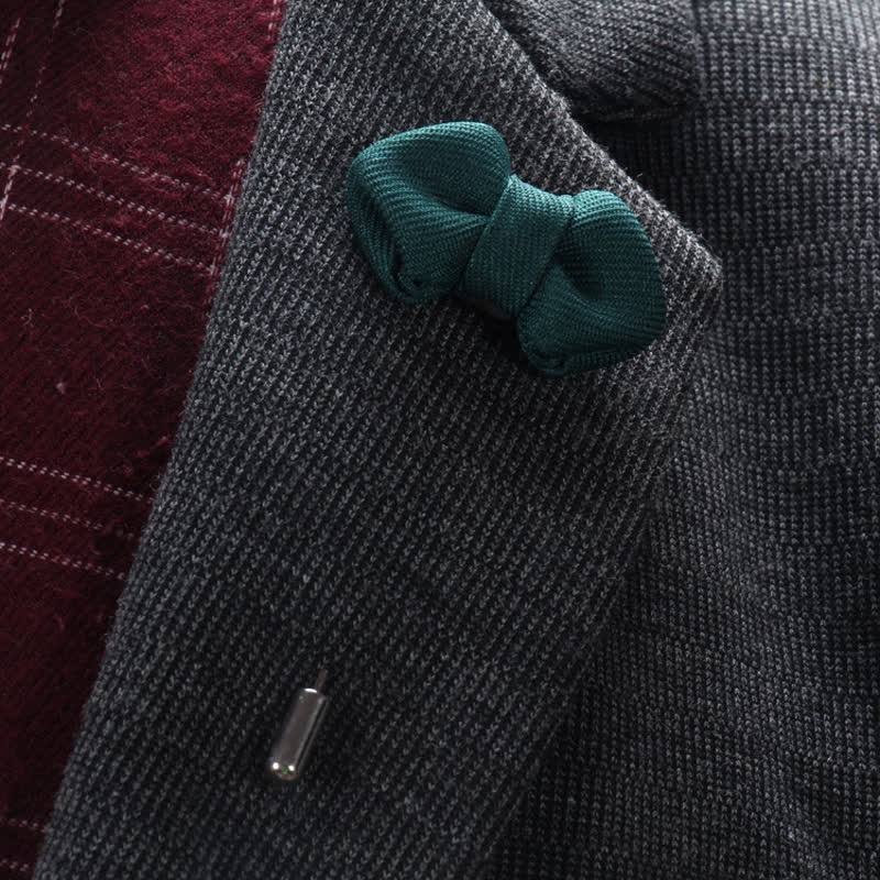 Pin de solapa de tela con forma de pajarita puntiaguda para hombre, ideal para bodas. - Verde oscuro - image 0