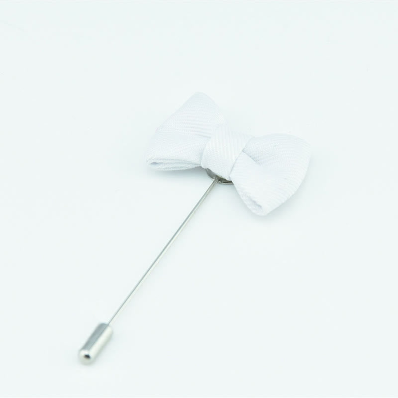 Pin de solapa de tela con forma de pajarita para boda de hombre - Blanco - image 10