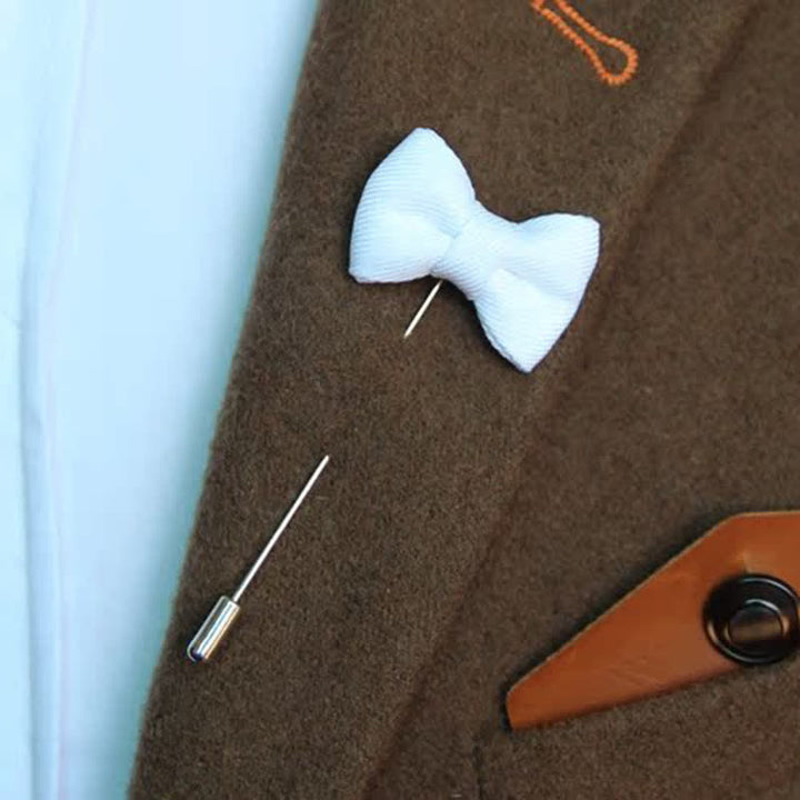 Pin de solapa de tela con forma de pajarita para boda de hombre - image 11