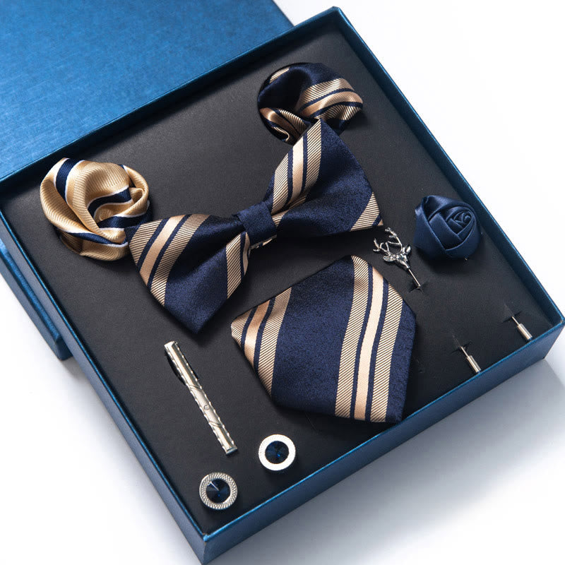 Juego de 8 piezas de pajarita, pañuelo de bolsillo y broche para corbata - Estilo n.° 5 - image 8