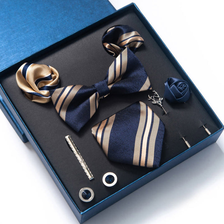 Juego de 8 piezas de pajarita, pañuelo de bolsillo y broche para corbata - Estilo n.° 5 - image 8