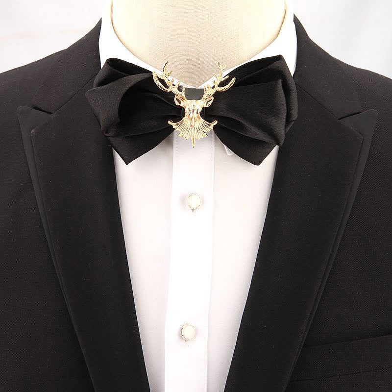 Pajarita festiva navideña con cabeza de ciervo de metal - image 0