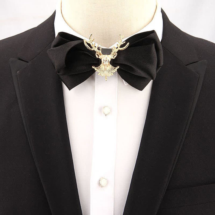 Pajarita festiva navideña con cabeza de ciervo de metal - image 0