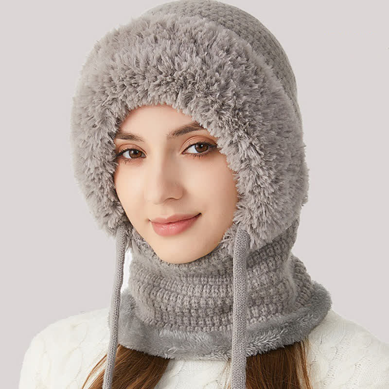 Gorro de punto afelpado 3 en 1 con bufanda y mascarilla - image 2