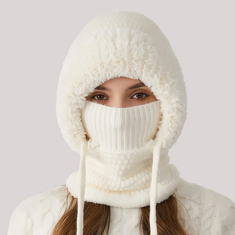 Gorro de punto afelpado 3 en 1 con bufanda y mascarilla - Blanco - M (22"-22 7/8") - image 9