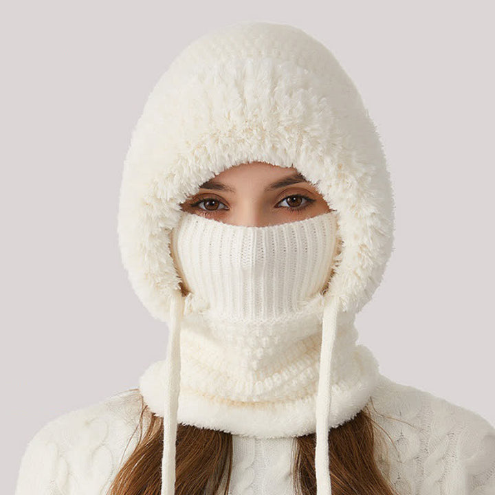 Gorro de punto afelpado 3 en 1 con bufanda y mascarilla - Blanco - M (22"-22 7/8") - image 9