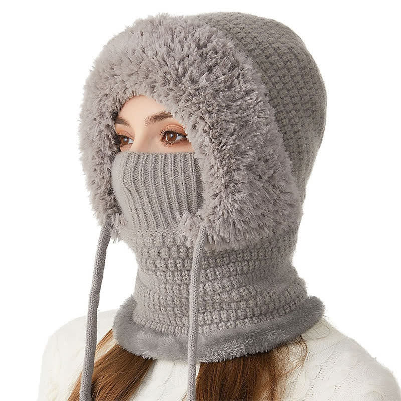Gorro de punto afelpado 3 en 1 con bufanda y mascarilla - Gris - M (22"-22 7/8") - image 0
