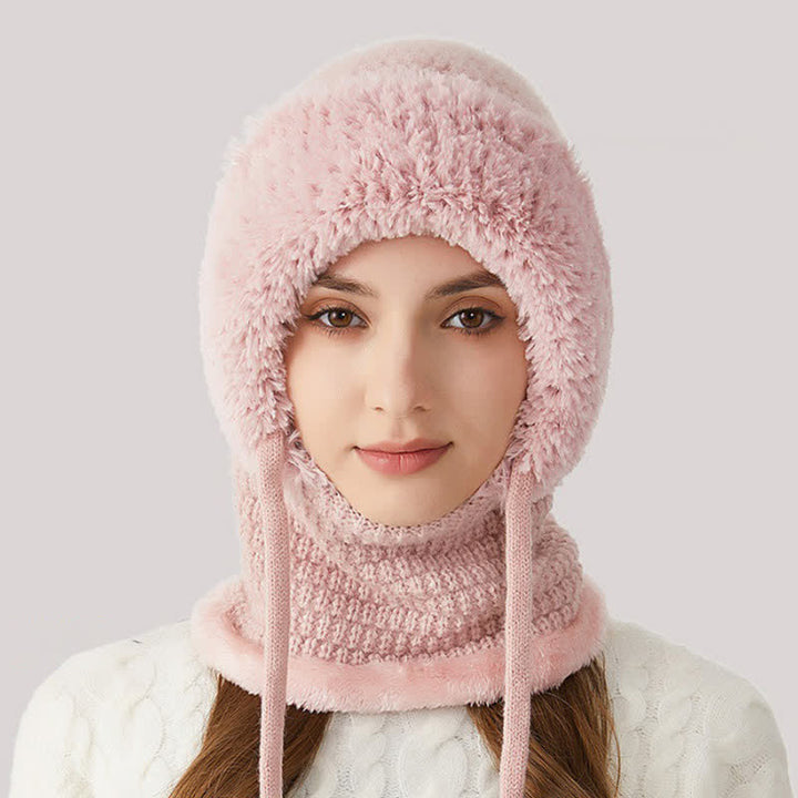 Gorro de punto afelpado 3 en 1 con bufanda y mascarilla - Rosa - M (22"-22 7/8") - image 13