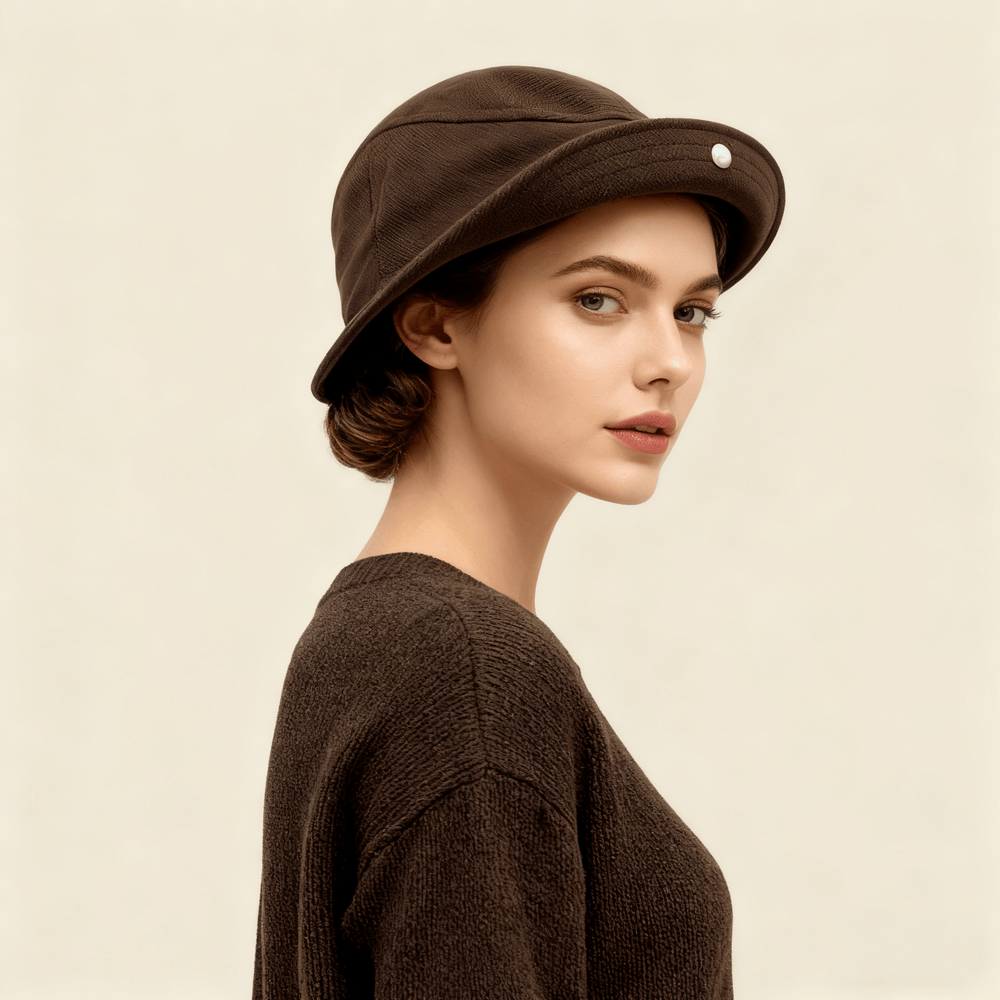 Sombrero de pescador marrón de invierno con ala doblada para mantener el calor - image 1