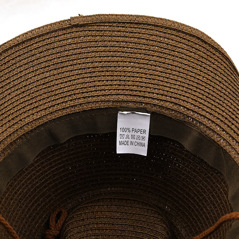 Sombrero de paja para hombre Western Silver Bull Head con ala negra y cinturón - image 4