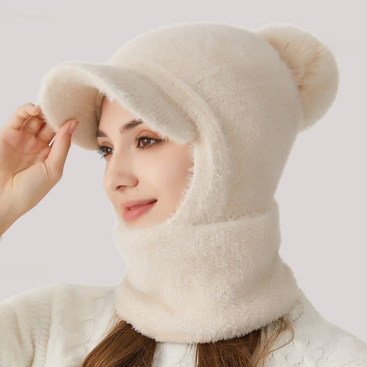 Gorro de punto con visera 3 en 1, bufanda y mascarilla. - Beige - Ajustable (22"-23 1/4") - image 10