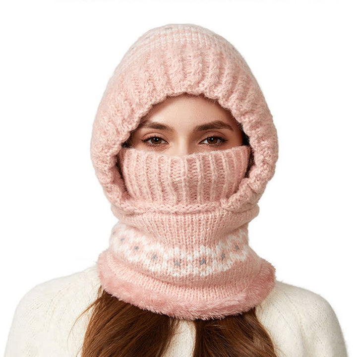 Gorro de punto jacquard étnico 3 en 1 con bufanda y mascarilla - Rosa - Ajustable (21 5/8"-22 7/8") - image 16