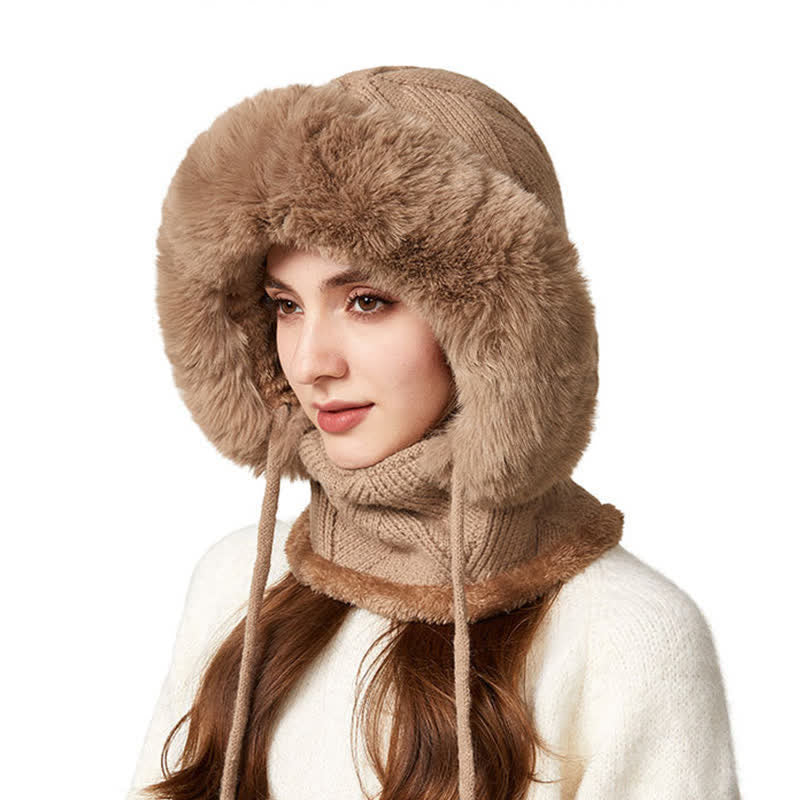 Gorro de punto 3 en 1 de felpa con tejido de sarga, bufanda y mascarilla - image 2