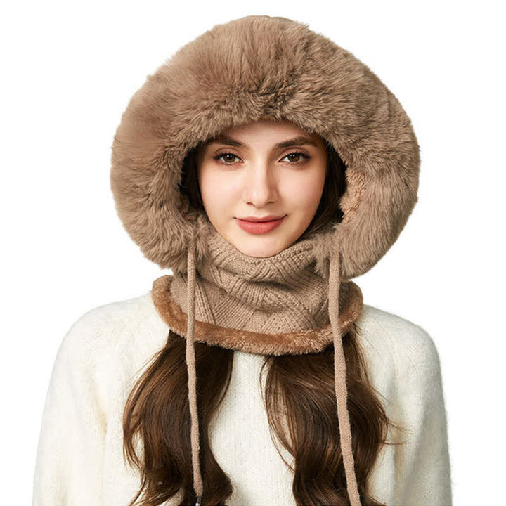 Gorro de punto 3 en 1 de felpa con tejido de sarga, bufanda y mascarilla - image 1