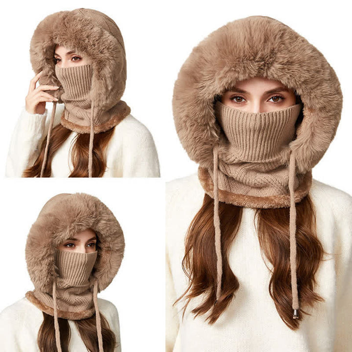 Gorro de punto 3 en 1 de felpa con tejido de sarga, bufanda y mascarilla - image 3