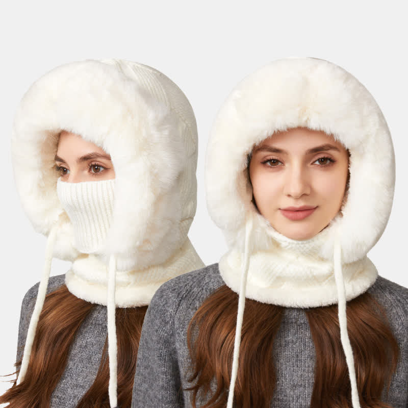 Gorro de punto 3 en 1 de felpa con tejido de sarga, bufanda y mascarilla - image 7