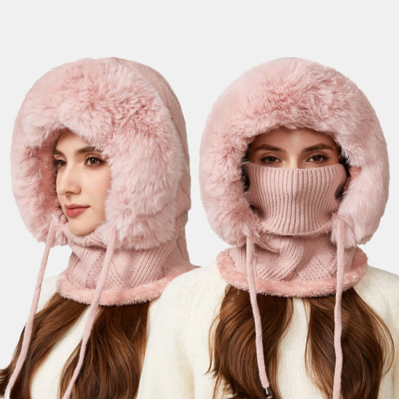 Gorro de punto 3 en 1 de felpa con tejido de sarga, bufanda y mascarilla - image 13