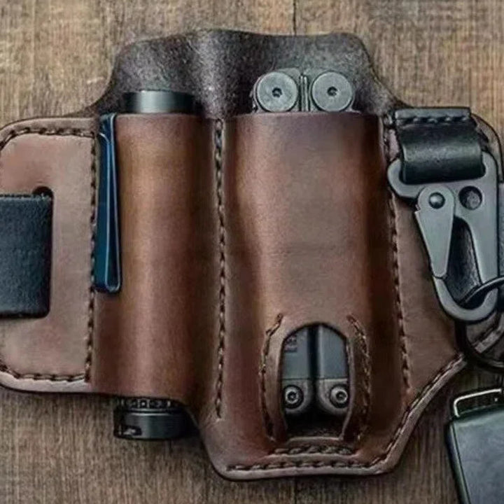 Cartera táctica de supervivencia al aire libre, de cuero, tipo riñonera. - image 0