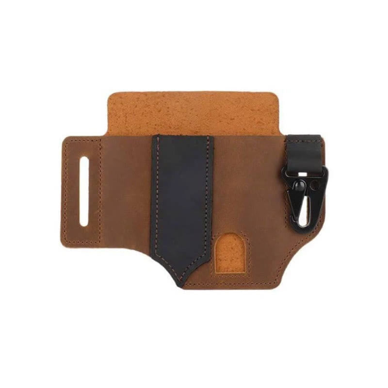 Cartera táctica de supervivencia al aire libre, de cuero, tipo riñonera. - Caqui - image 9