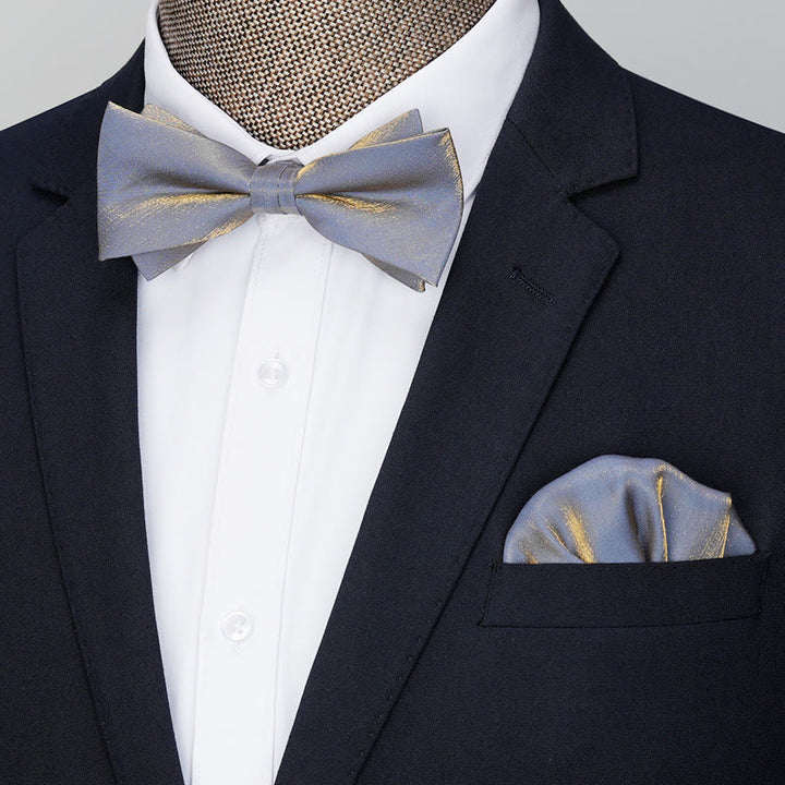 2 unidades de pañuelo de bolsillo de color liso para hombre con pajarita - Estilo n.° 2 - Gris - image 13