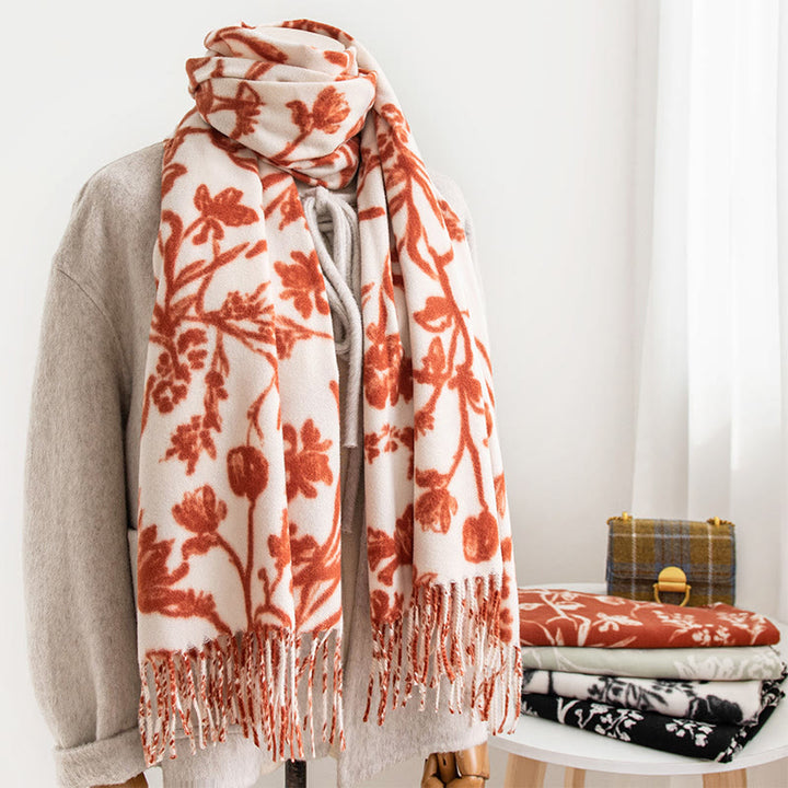 Chal de invierno para mujer con estampado floral, cálida y cómoda - image 0