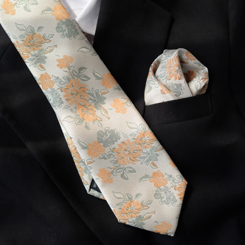 Caja de regalo con 5 pajaritas beige para hombre con estampado floral - image 2